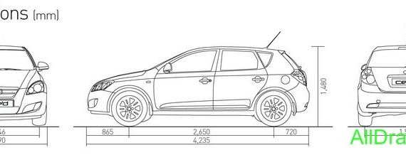 Kia Cee'd (Кия Сид) - чертежи (рисунки) автомобиля